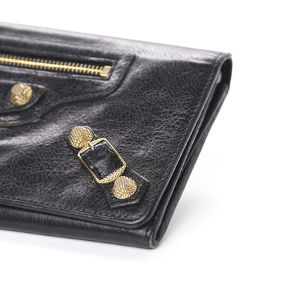 Balenciaga Agneau Giant 12 Gold Hardware Money Wallet Black 10 of 15