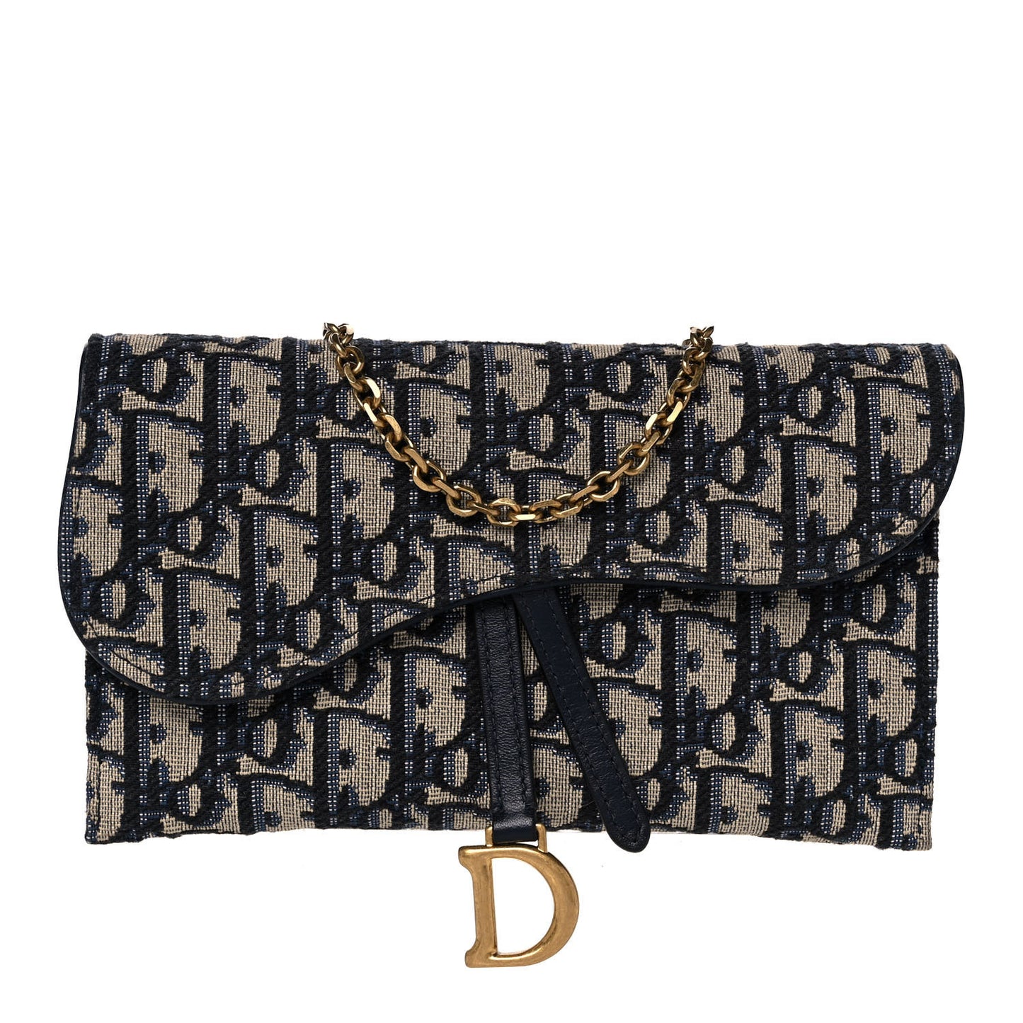 Oblique Saddle Chain Wallet Blue