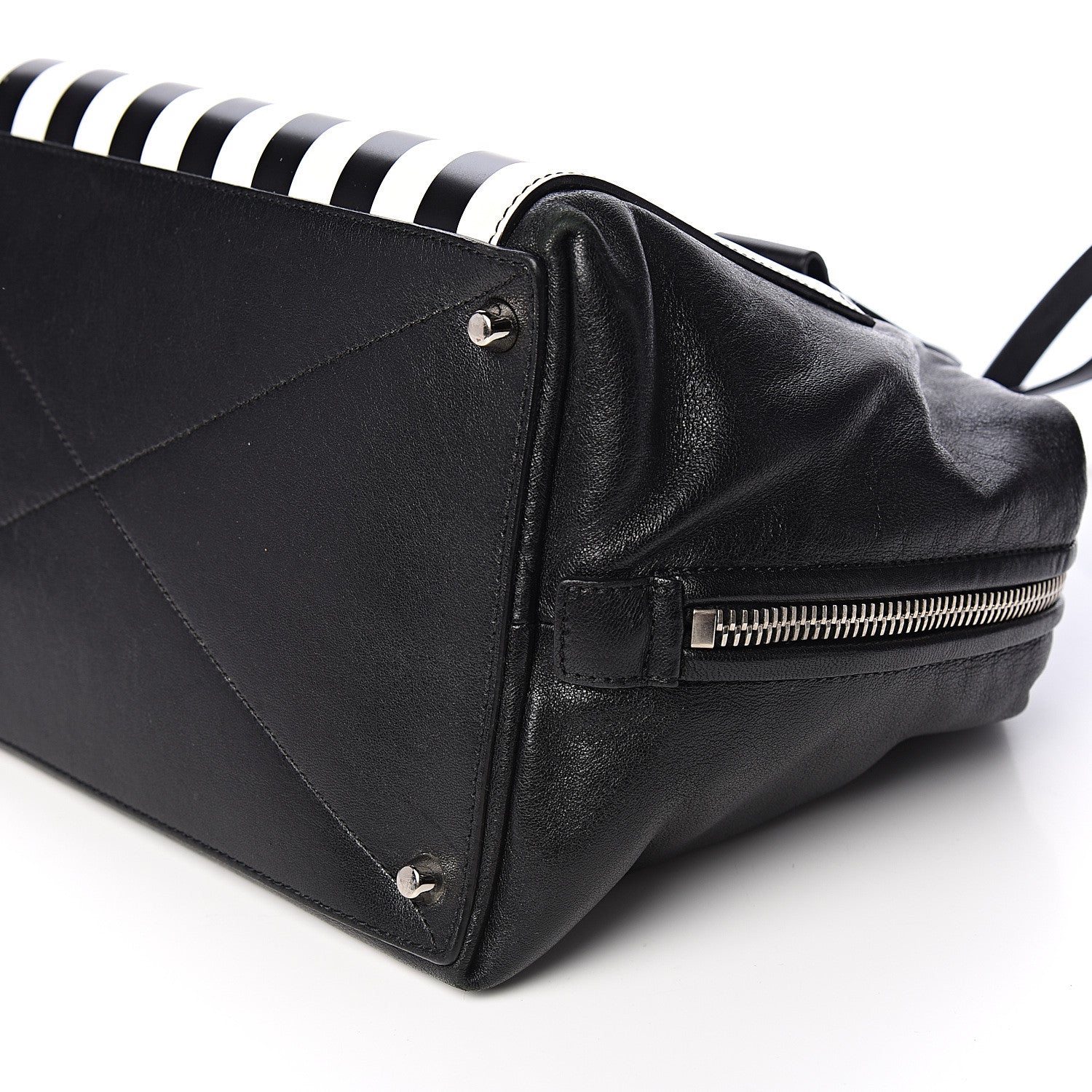 Marc Jacobs Calfskin Striped Antonia Satchel Black White 8 of 9