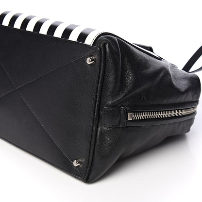 Marc Jacobs Calfskin Striped Antonia Satchel Black White 8 of 9