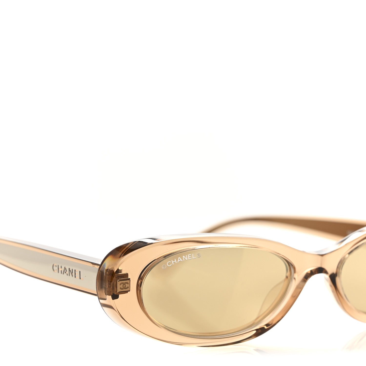 Chanel Acetate 24K Gold Mirror Oval Sunglasses 71725 Light Orange