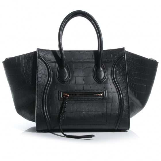 Crocodile Embossed Small Phantom Luggage Black