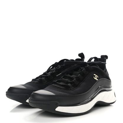 Chanel Velvet Calfskin Mixed Fibers CC Sneakers 40.5 Black 3 of 9