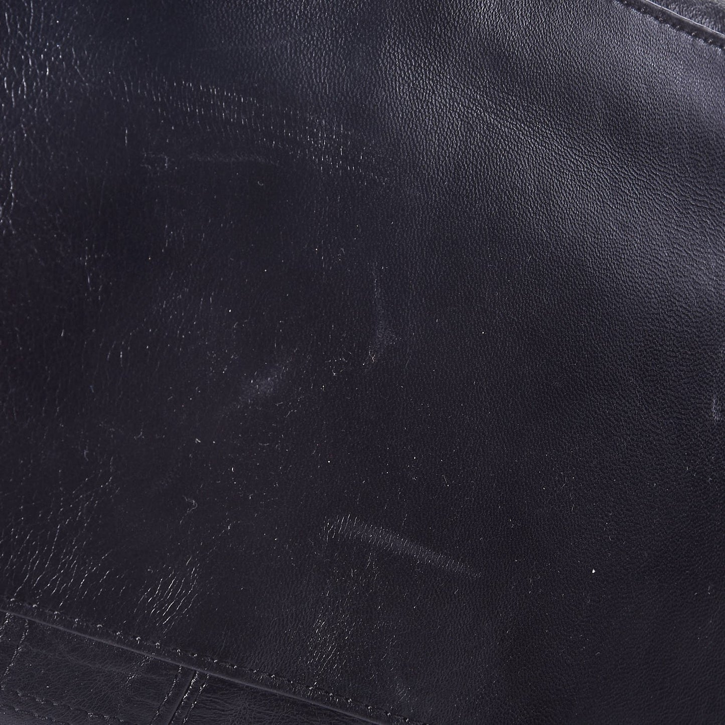 Lambskin Square Stitched Lax Shopping Tote Black