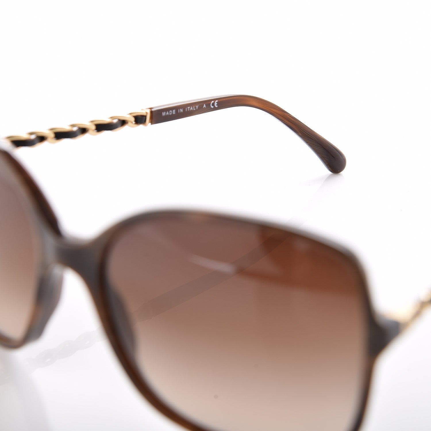 Chanel Acetate Metal Lambskin Chain Square Sunglasses 5210-Q Brown 6 of 8