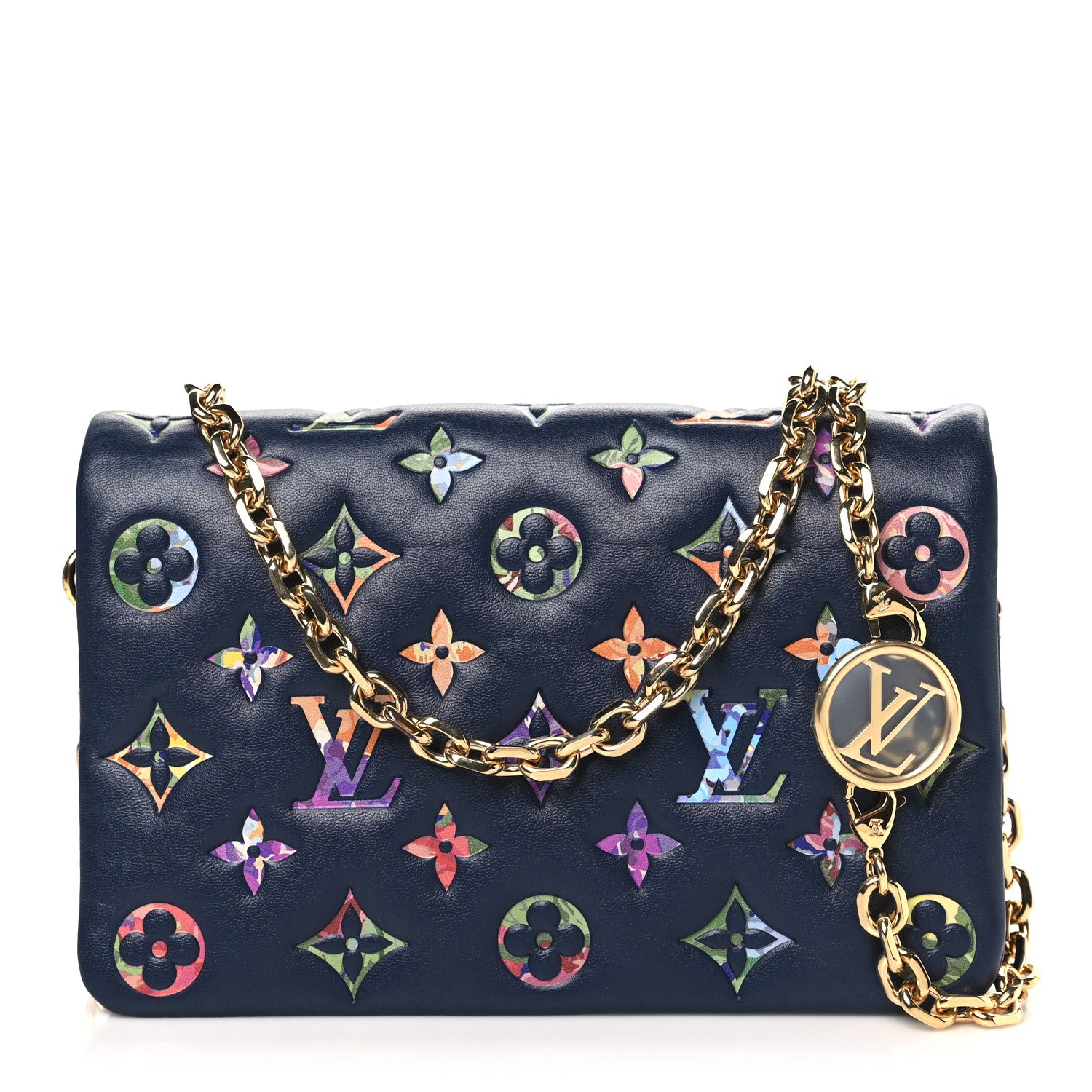 Louis Vuitton Lambskin Embossed Monogram LV Garden Pochette Coussin Navy 1 of 10