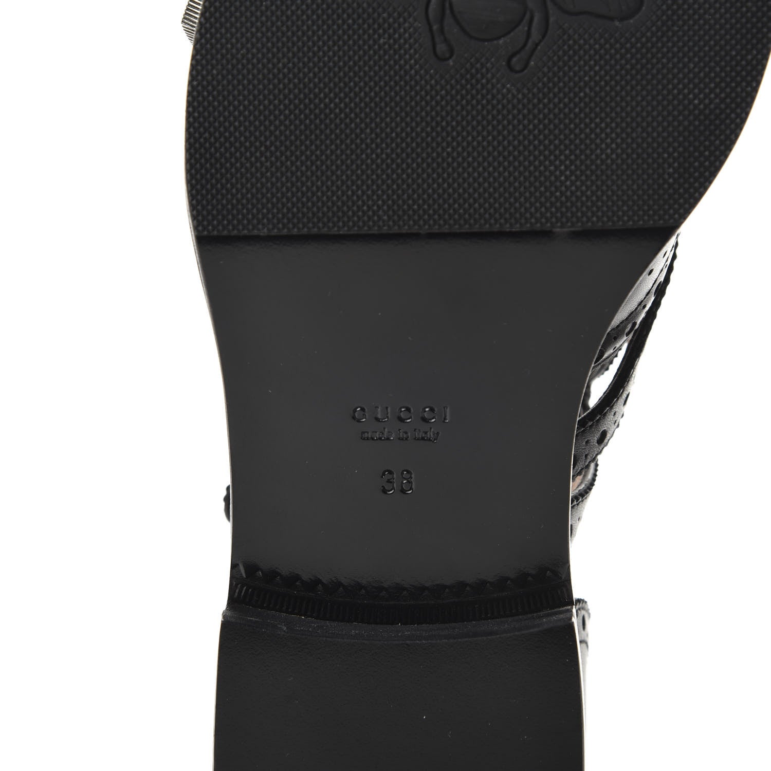 Gucci Calfskin Bee Embroidered Womens Queercore Brogue Wingtip Monk Strap Loafers 38 Black 7 of 9