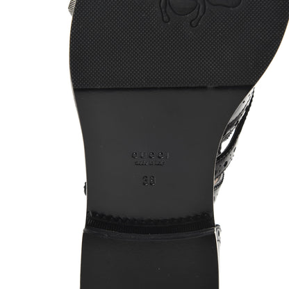 Gucci Calfskin Bee Embroidered Womens Queercore Brogue Wingtip Monk Strap Loafers 38 Black 7 of 9