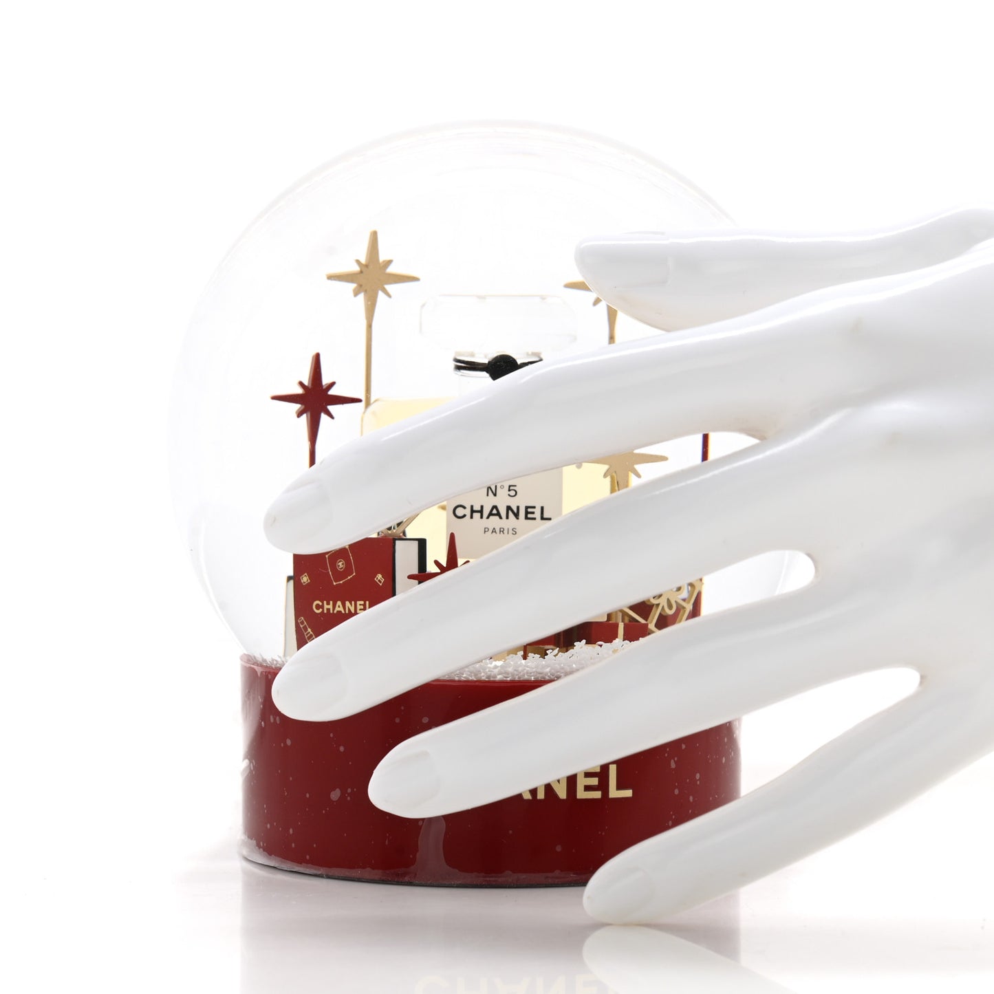 Glass N&deg;5 Perfume Bottle Snow Globe Red