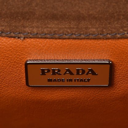 Prada Suede Grommet Frame Satchel Tabacco 9 of 10