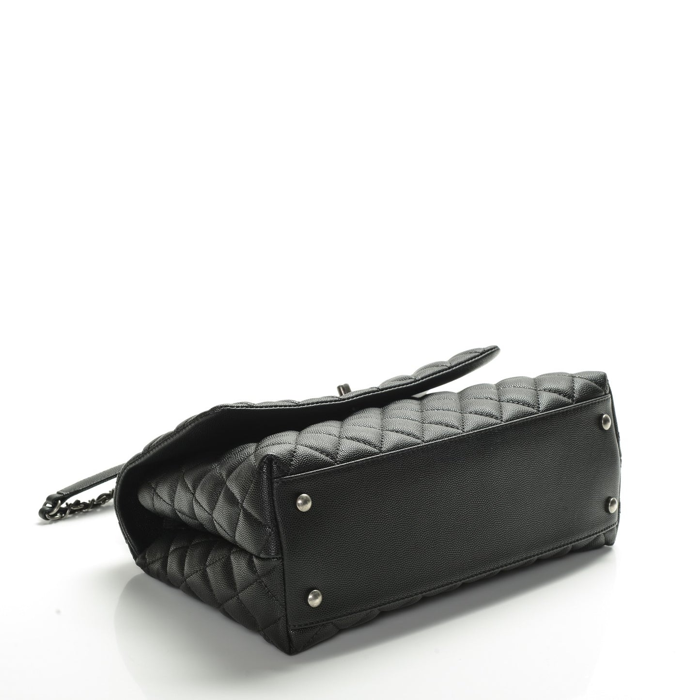 Caviar Lizard Quilted Small Coco Handle Flap Black