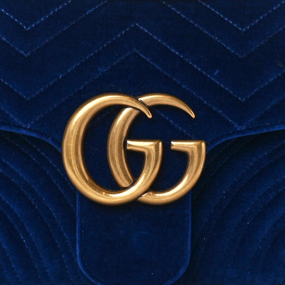 Gucci Velvet Matelasse Medium GG Marmont Shoulder Bag Cobalt Blue 9 of 11