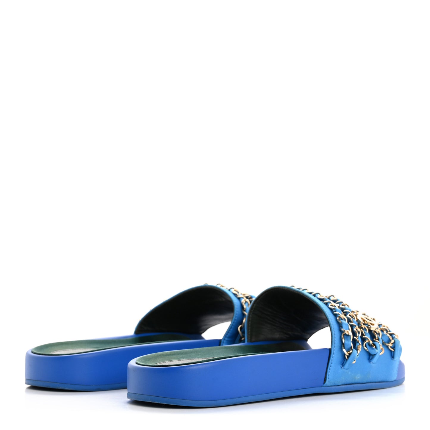 Canvas Chain Flat Sandals 37 Bright Blue