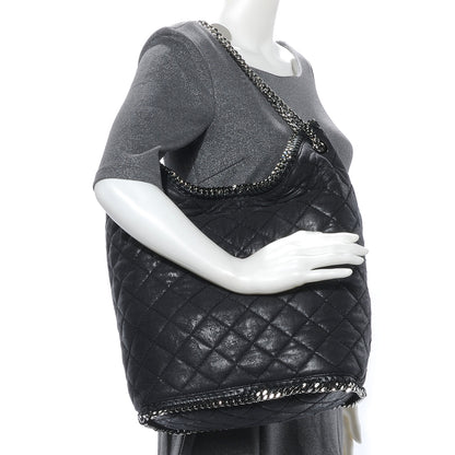 Stella McCartney Quilted Faux Leather Large Falabella Bucket Bag Black 2 of 6