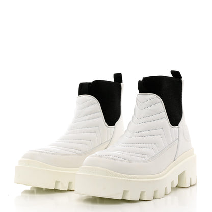 Gucci Calfskin Nappa Matelasse Frances Chelsea Boots 35 Great White Black 3 of 12