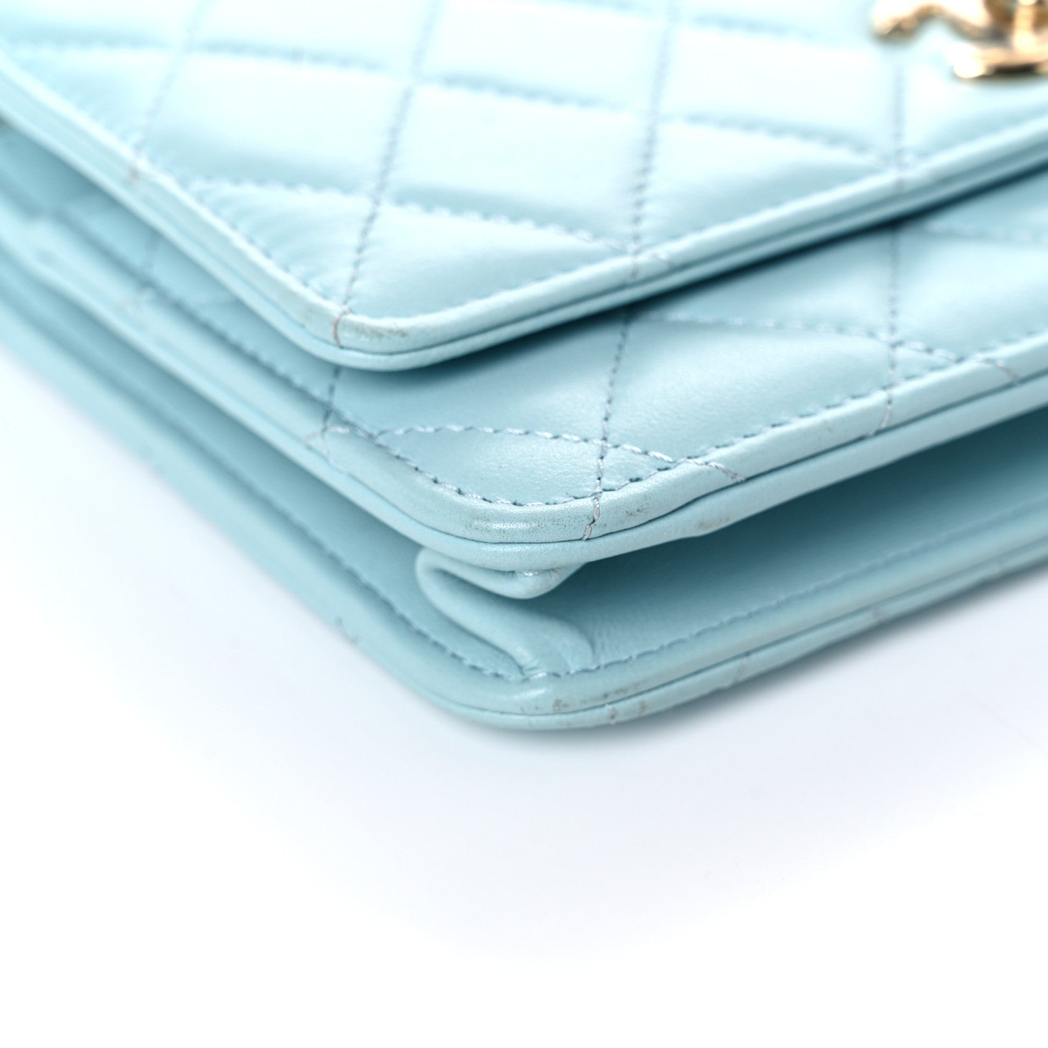 Chanel Lambskin Quilted Trendy CC Wallet On Chain WOC Light Blue 8 of 17