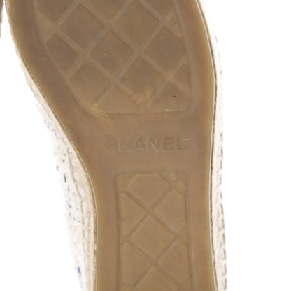 Chanel Tweed CC Espadrilles 37 Ecru White Blue Black 7 of 10
