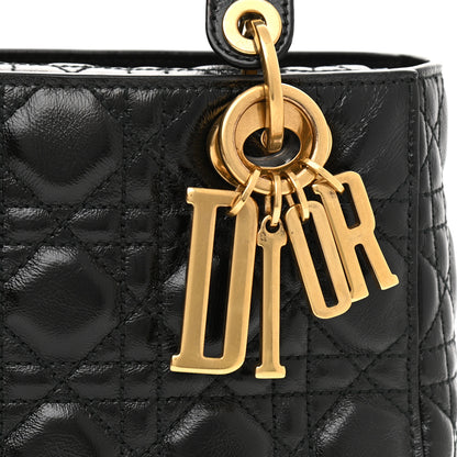 Christian Dior Crinkled Patent Cannage Small Lucky Badges My Lady Dior Black 8 of 11