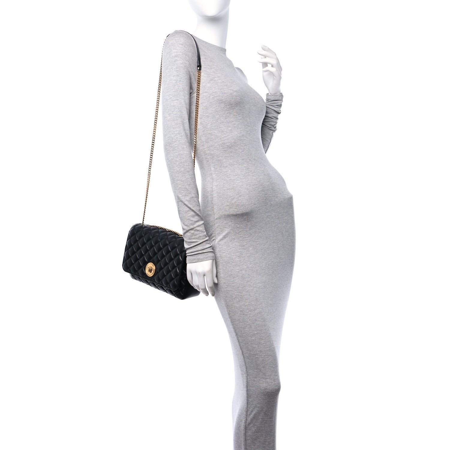 Versace Nappa Quilted La Medusa Chain Crossbody Black 2 of 11