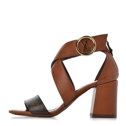Louis Vuitton Calfskin Monogram Horizon Sandals 36 Cognac Brown 1 of 18