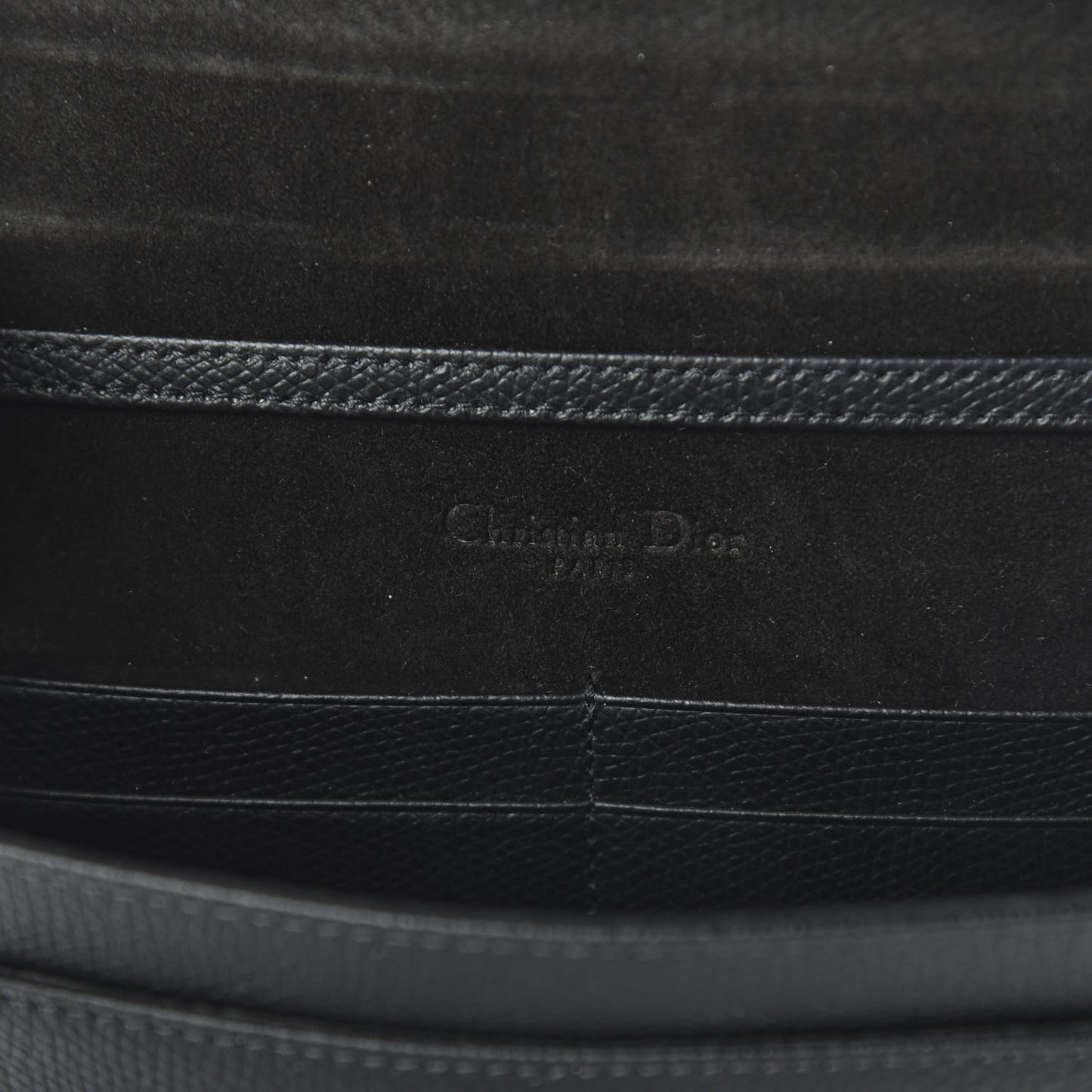 Grained Calfskin Diorama Wallet on Chain Pouch Black