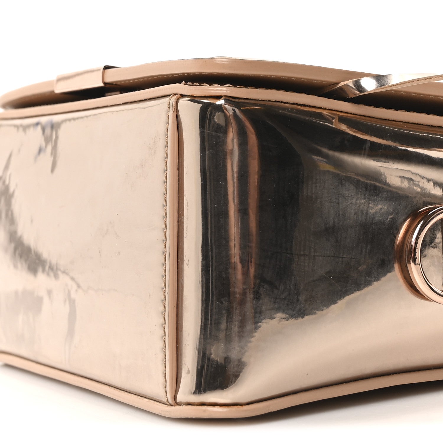 Off-White Patent Mirror Binder Clip Bag Rose Gold 9 of 9