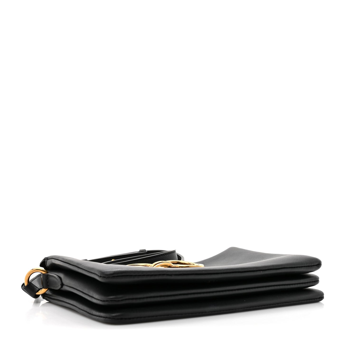 Calfskin Trapezio Shoulder Bag Black