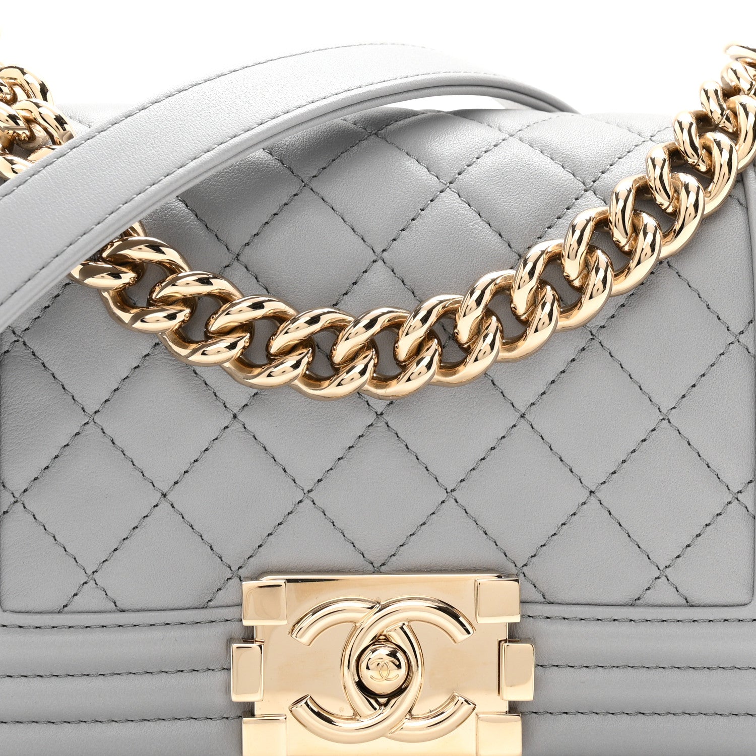 Chanel Calfskin Quilted Small Boy Flap Grey 8 of 11