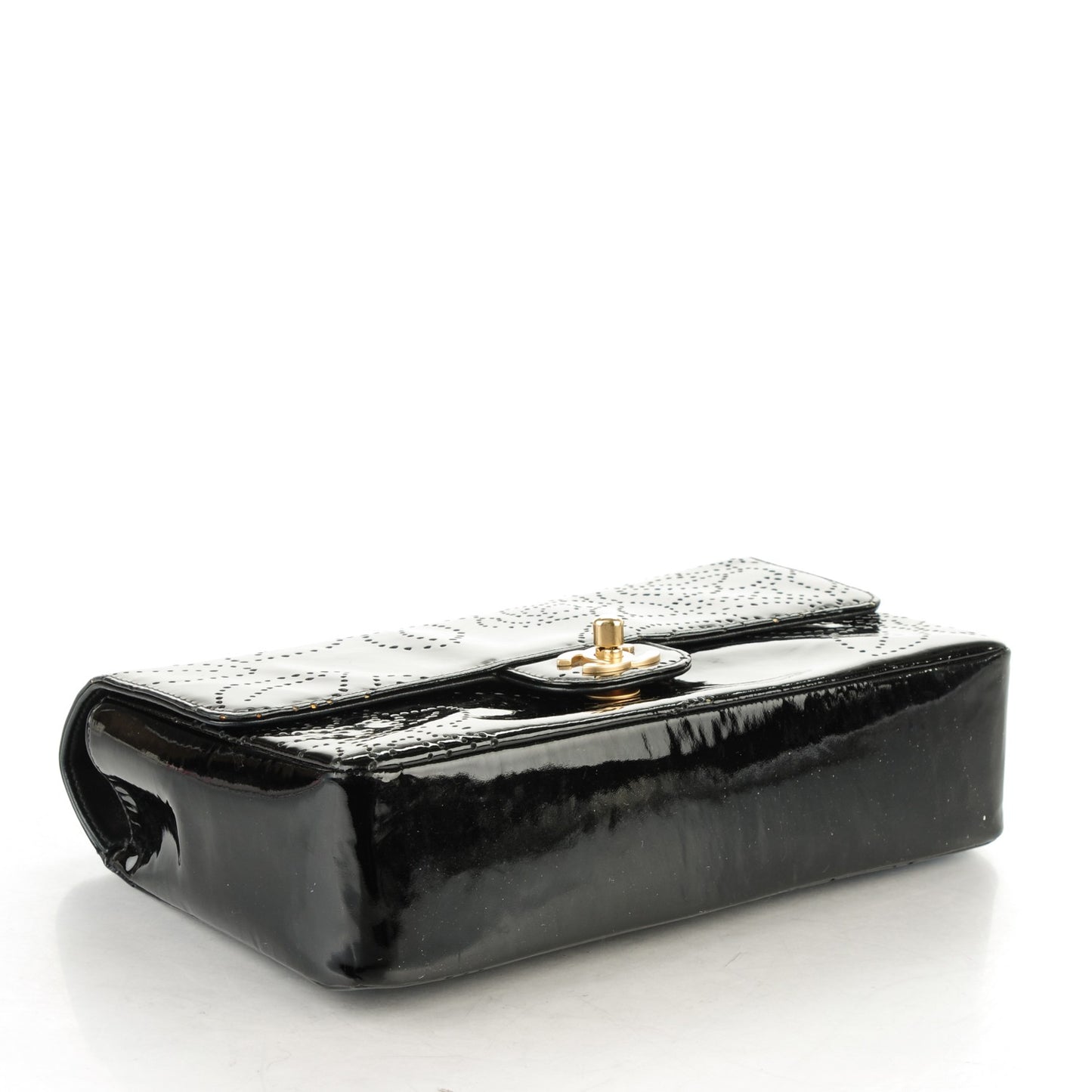 Patent Perforated Camellia Medium Single Flap Black
