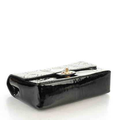 Chanel Patent Perforated Camellia Medium Single Flap Black 4 of 7