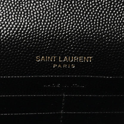 Saint Laurent Grain De Poudre Matelasse Chevron Monogram Envelope Chain Wallet Black 6 of 10