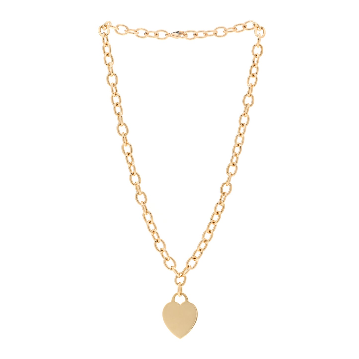 18K Yellow Gold Heart Tag Necklace