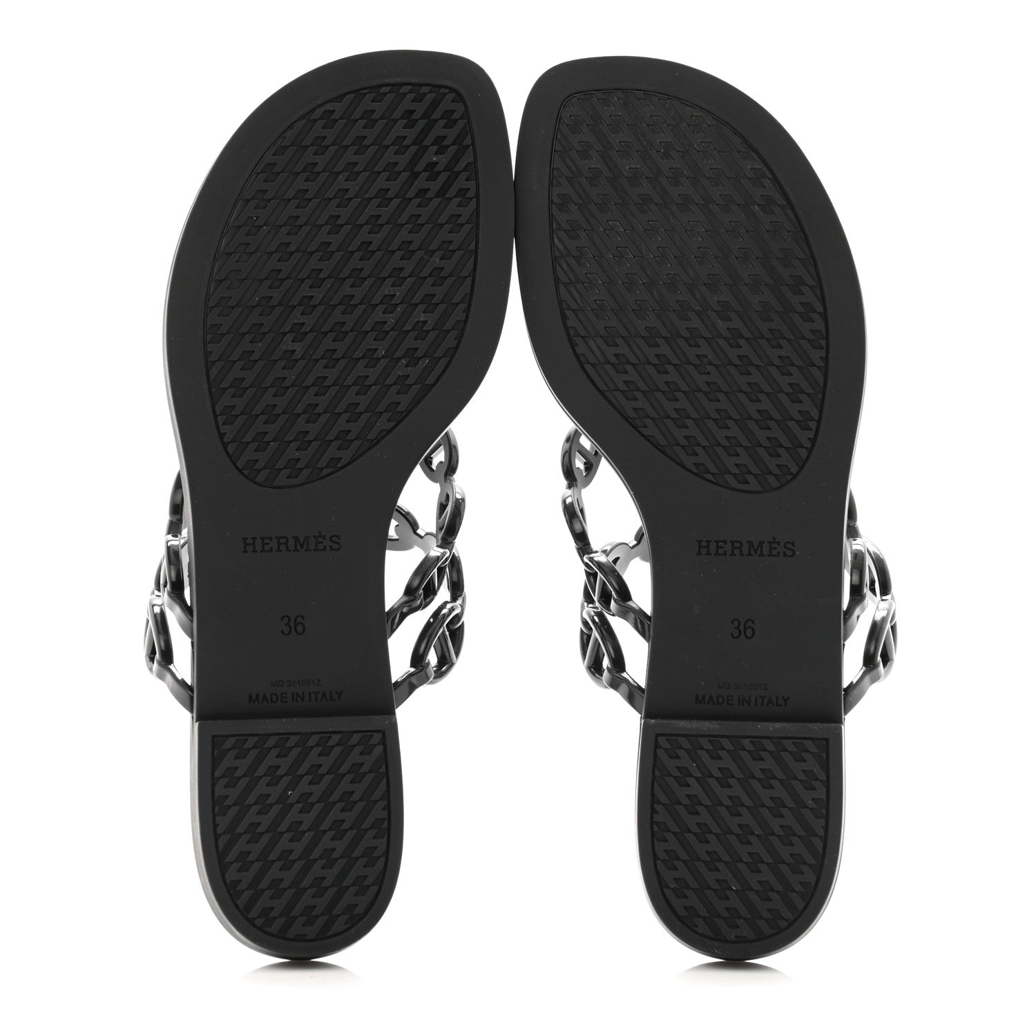 Hermes Rubber Chaine d'Ancre Island Sandals 36 Black 6 of 8