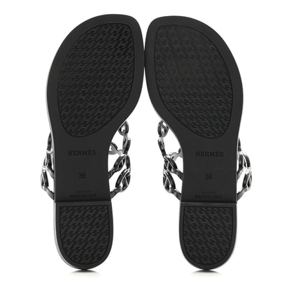 Hermes Rubber Chaine d'Ancre Island Sandals 36 Black 6 of 8