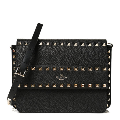 Valentino Garavani Pebbled Calfskin Rockstud Side Slip Crossbody Black 1 of 11