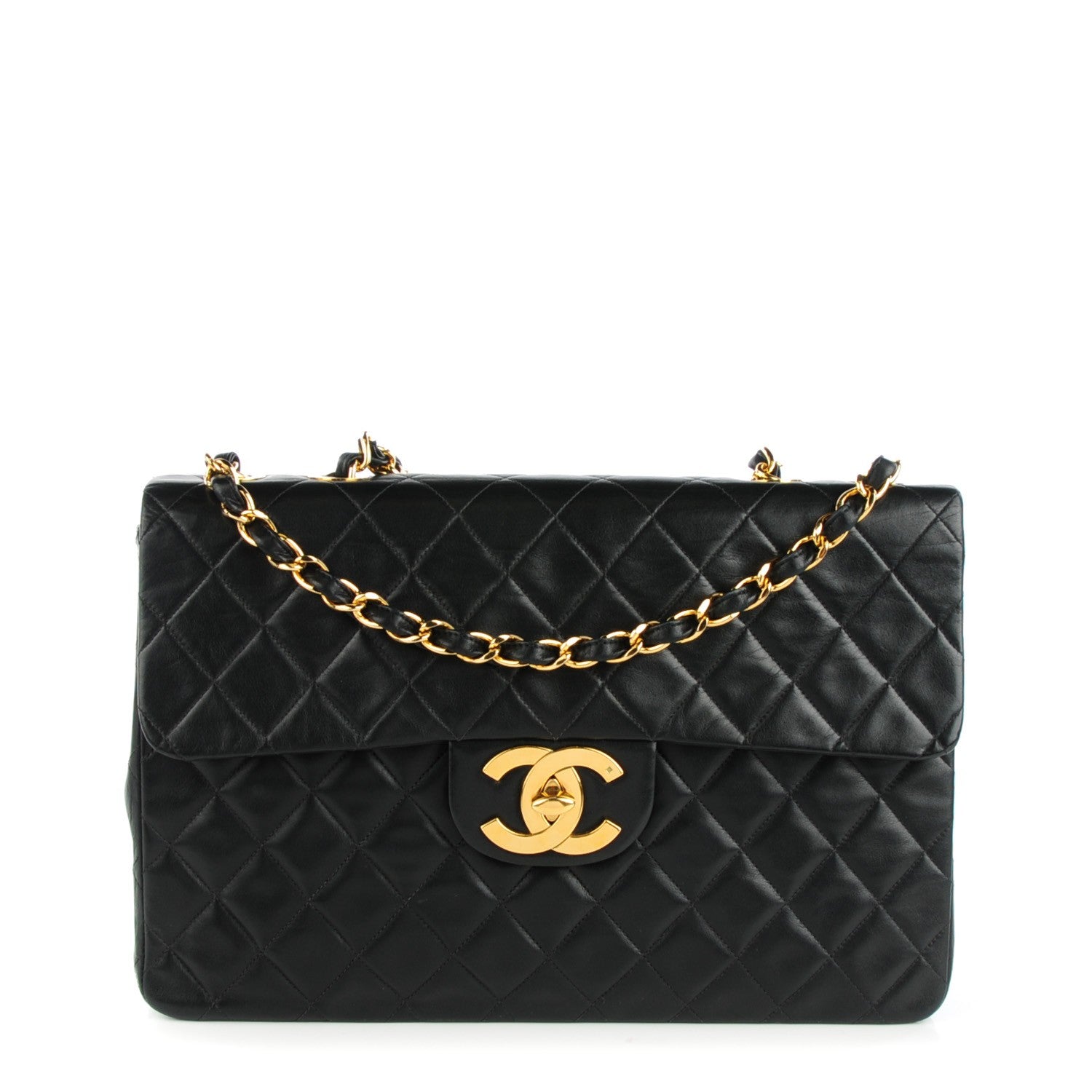 Chanel Lambskin Quilted XL Jumbo Single Flap Black 1 of 8