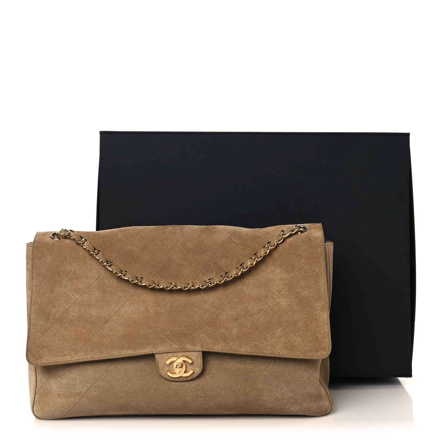 Chanel Suede Calfskin Souplissimo Maxi Flap Dark Beige 13 of 13