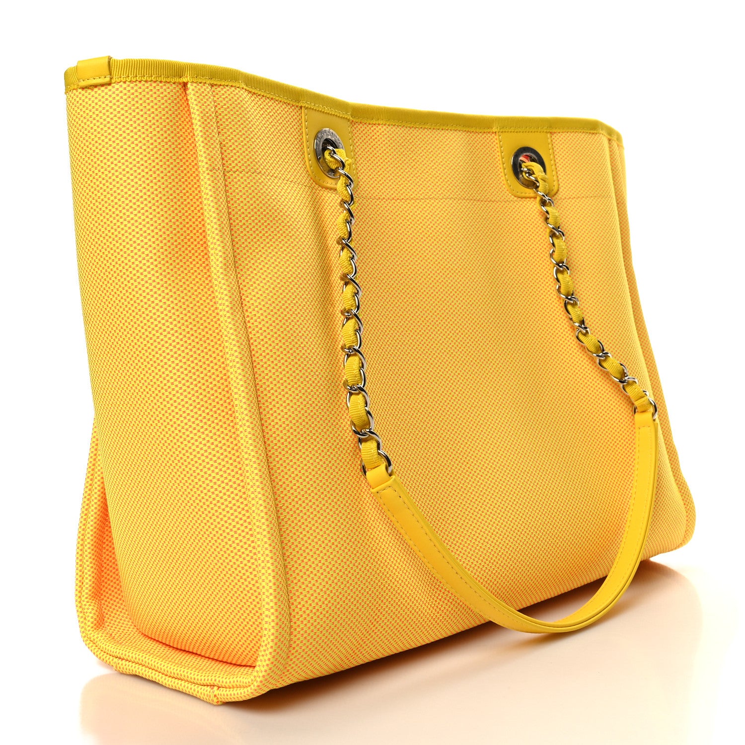 Chanel Mixed Fibers Small Deauville Tote Yellow Orange 3 of 10