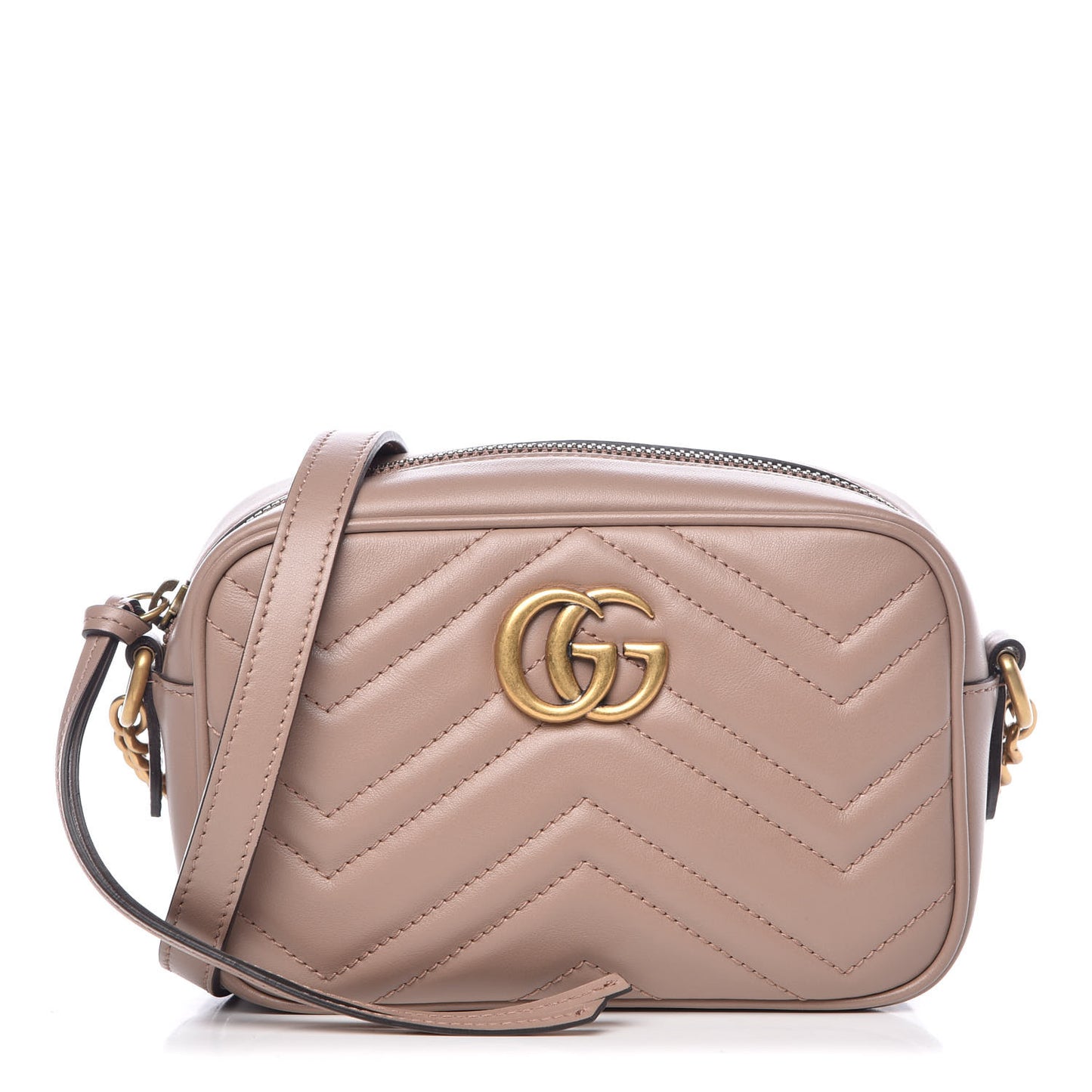 Calfskin Matelasse Mini GG Marmont Chain Shoulder Bag Porcelain Rose