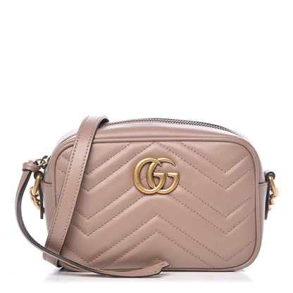 Gucci Calfskin Matelasse Mini GG Marmont Chain Shoulder Bag Porcelain Rose 1 of 9