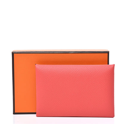 Hermes Epsom Calvi Card Case Rose Jaipur 6 of 6