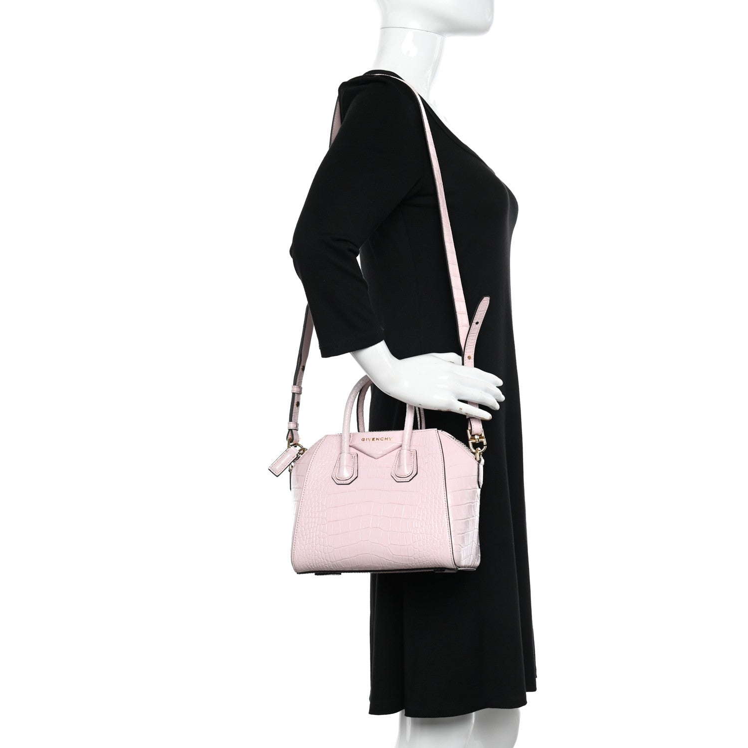 Givenchy Calfskin Crocodile Embossed Mini Antigona Pink 2 of 10