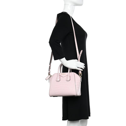 Givenchy Calfskin Crocodile Embossed Mini Antigona Pink 2 of 10
