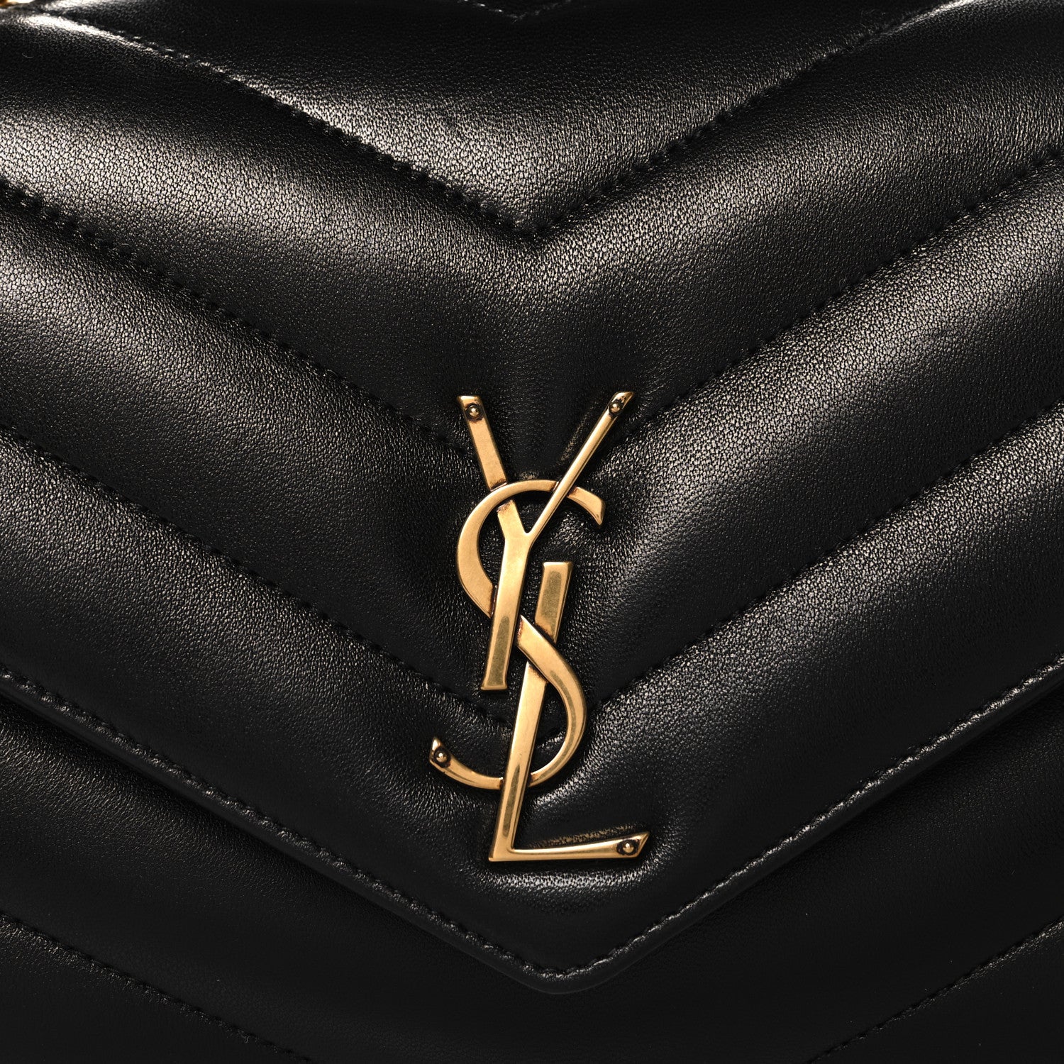 Saint Laurent Lambskin Chevron Quilted Medium Loulou Black 9 of 11