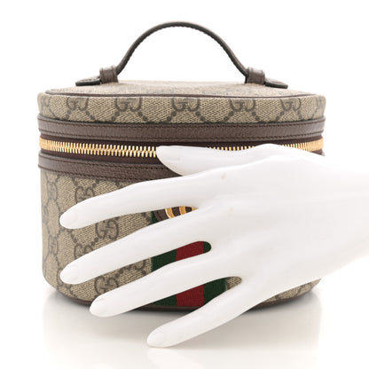 Gucci GG Supreme Monogram Textured Calfskin Web Ophidia Vanity Cosmetic Case Beige Ebony New Acero 2 of 8