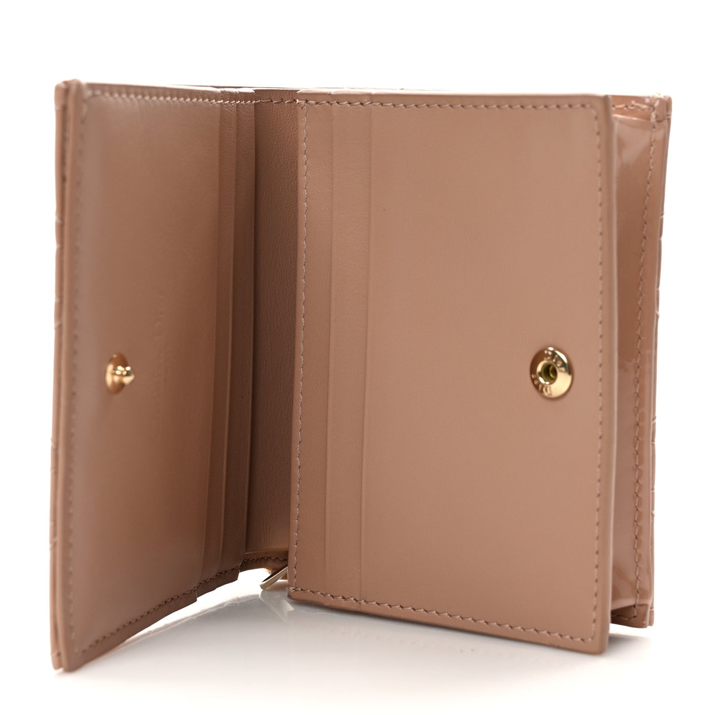 Patent Cannage Mini Lady Dior Wallet Beige