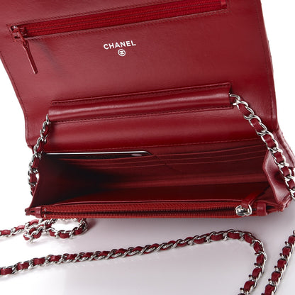 Chanel Lambskin Quilted Wallet On Chain WOC Red 5 of 8