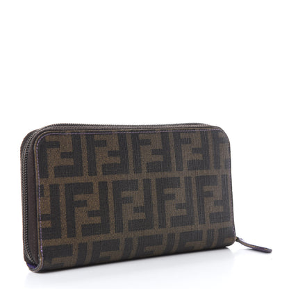 Fendi Zucca Spalmati Vitello Elite Zip Around Wallet Tobacco Viola 3 of 9