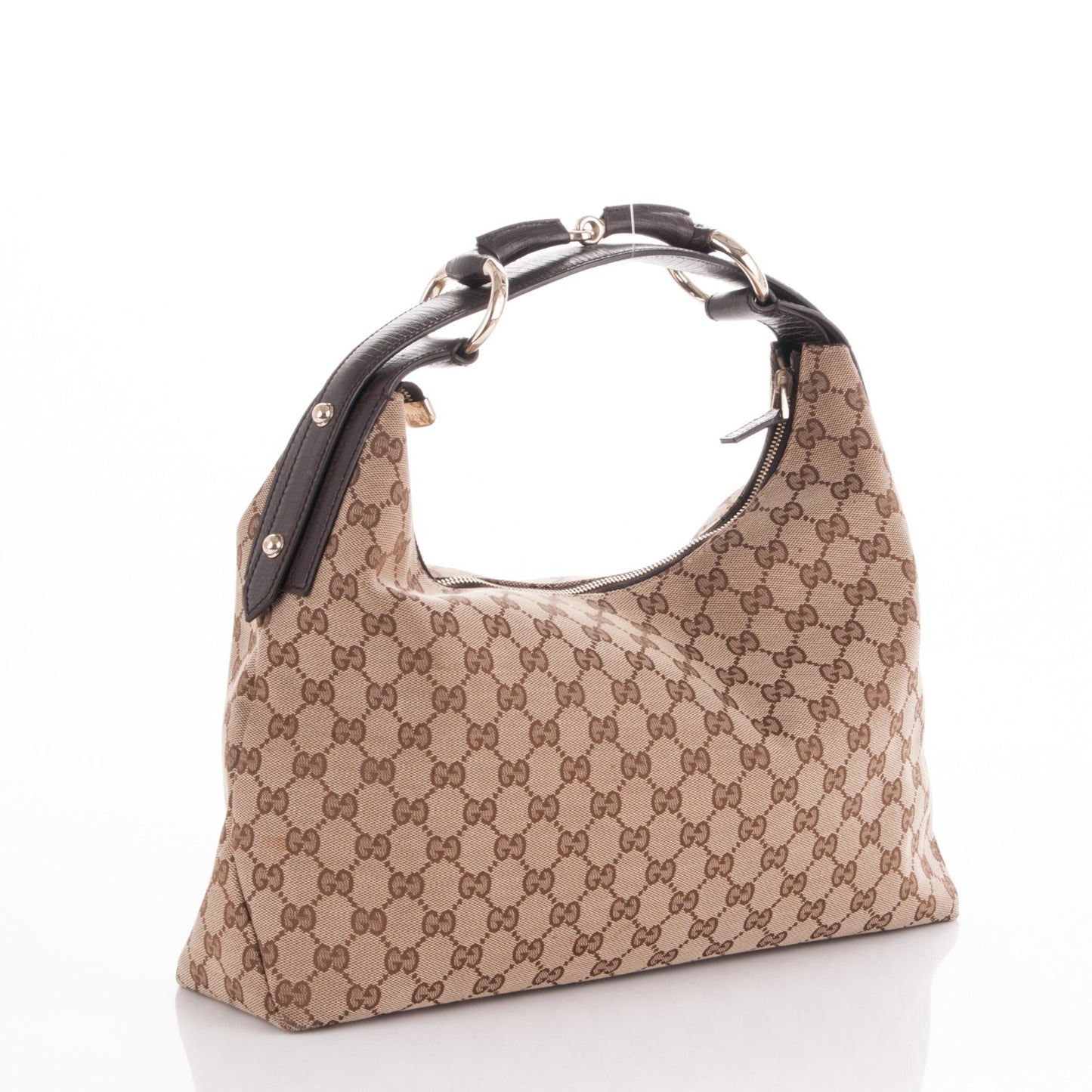 Monogram Medium Horsebit Chain Hobo Dark Brown