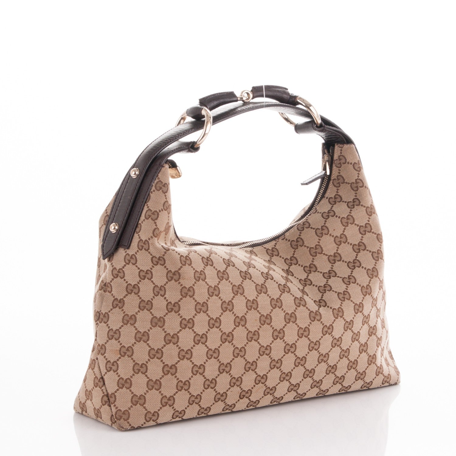 Gucci Monogram Medium Horsebit Chain Hobo Dark Brown 3 of 7